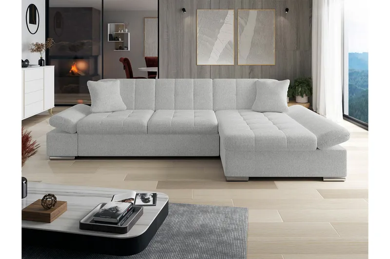 Lomux 3-sits Hörnbäddsoffa Ljusgrå - Products - Möbler - Soffa - Bäddsoffa - Bäddsoffa längsbäddad