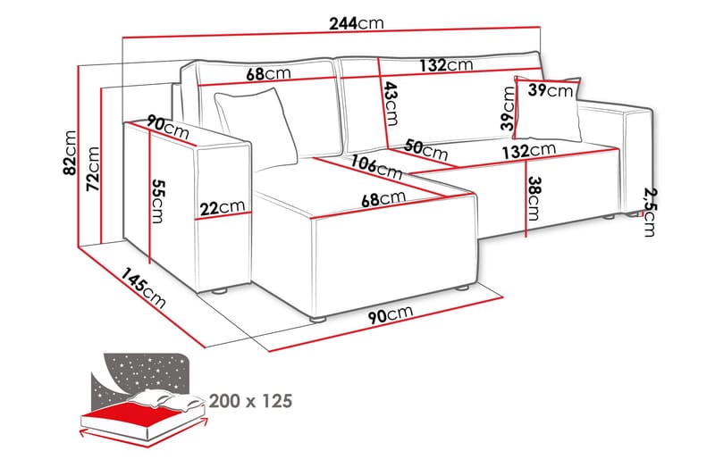 Magston 3-sits Hörnbäddsoffa - Grön - Products - Möbler - Soffa - Bäddsoffa - Hörnbäddsoffa