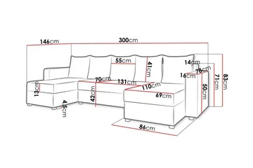 Midfeld 4-sits Hörnbäddsoffa Black - Products - Möbler - Soffa - Bäddsoffa - U bäddsoffa