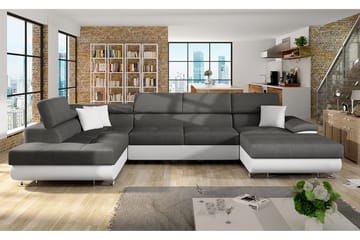 Reginia 4-sits Bäddsoffa Vänster - Grå/Vit - Products - Möbler - Soffa - Bäddsoffa - Bäddsoffa längsbäddad