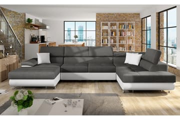 Reginia 6-sits Bäddsoffa - Vit/Grå - Products - Möbler - Soffa - Bäddsoffa - Bäddsoffa längsbäddad