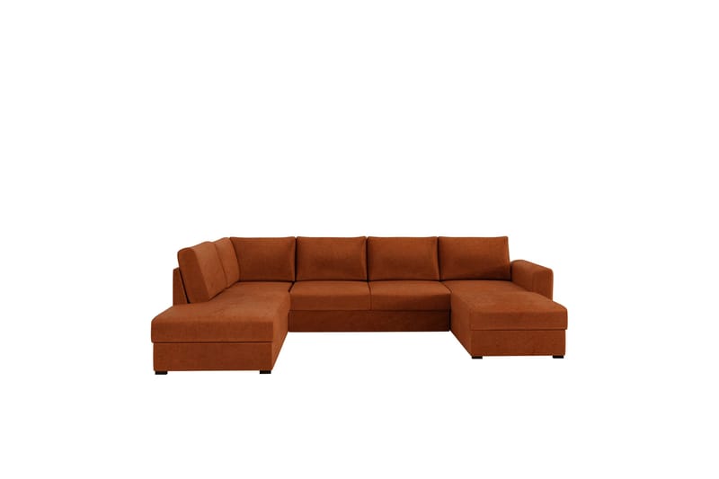 Taberk Bäddsoffa med Divan och Schäslong 4-sits i Chenille, Orange