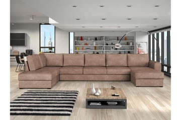 Taberk Bäddsoffa med Divan och Schäslong 5-sits i Bouclé - Rosa - Products - Möbler - Soffa - Bäddsoffa - Bäddsoffa divan