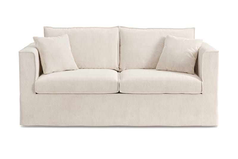 Travstad 3-sits Bäddsoffa med HVILA Bäddmadrass 140x200 cm Memoryskum med Tvättbar klädsel, Beige/Vit