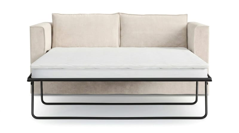 Travstad 3-sits Bäddsoffa med HVILA Bäddmadrass 140x200 cm Memoryskum med Tvättbar klädsel - Beige/Vit - Products - Möbler - Soffa - Bäddsoffa - 3 sits bäddsoffa