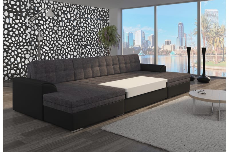 Ventolia Stor U-formad Hörnbäddsoffa - Grå - Products - Möbler - Soffa - Bäddsoffa - U bäddsoffa