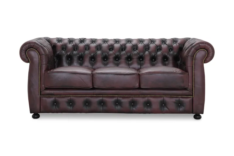 Birmingham 3-sits Soffa - Brun/Röd/Läder - Products - Möbler - Soffa - Chesterfield soffa