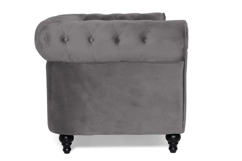 Chesterfield Lyx 2-sits Liten Sammetssoffa - Djup soffa 160 cm bred - Mörkgrå / Grå - Products - Möbler - Soffa - Sammetssoffa