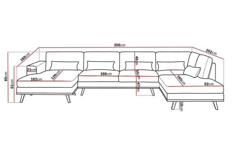Copenhagen 5-sits Högervänd U-formad Soffa med Divan och Schäslong i Bouclé - Vit - Products - Möbler - Soffa - U-soffa