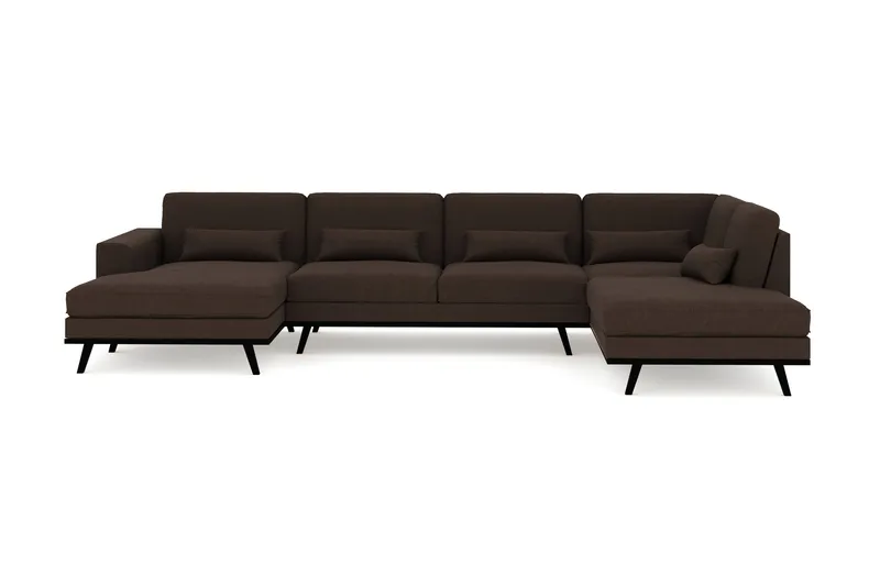 Copenhagen 5-sits Högervänd U-formad Soffa med Divan och Schäslong i Tyg, Brun