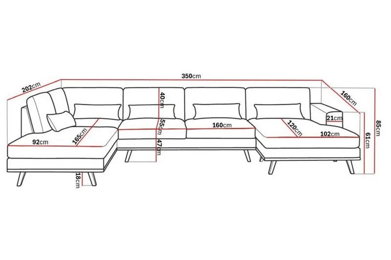Copenhagen 5-sits Vänstervänd U-formad Soffa med Divan och Schäslong i Manchester - Mörkgrön - Products - Möbler - Soffa - U-soffa