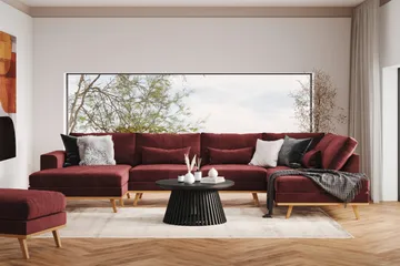 Copenhagen 5-sits Vänstervänd U-formad Soffa med Divan och Sch äslong i Sammet - Lila - Products - Möbler - Soffa - Sammetssoffa