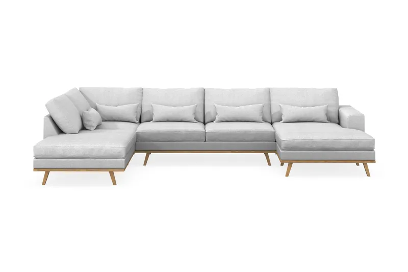 Copenhagen 5-sits Vänstervänd U-formad Soffa med Divan och Schäslong i Tyg, Ljusgrå