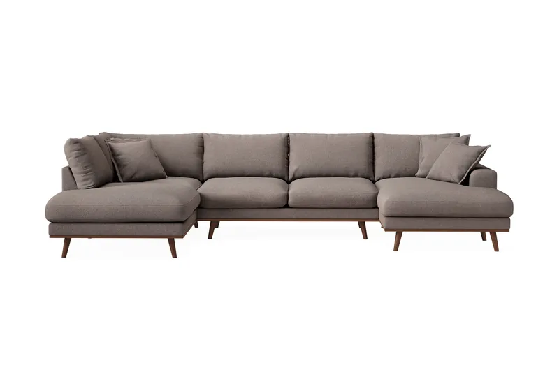 Copenhagen Premium 5-sits Vänstervänd U-formad Djup Soffa med Divan och Schäslong i Tyg, Brun