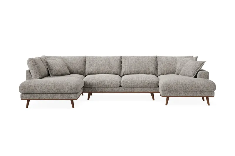 Copenhagen Premium 5-sits Vänstervänd U-formad Djup Soffa med Divan och Schäslong i Chenille, Grå