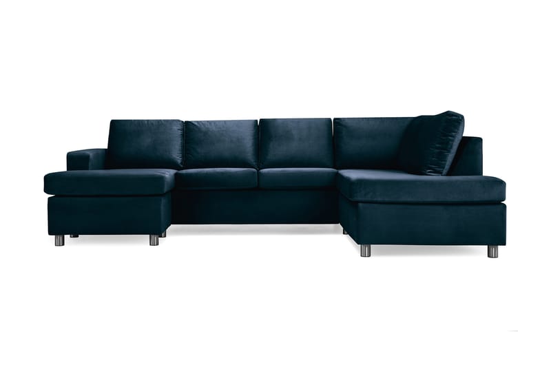 Crazy 4-sits Högervänd U-formad Large Soffa med Divan och Schäslong i Sammet - Blå - Products - Möbler - Soffa - U-soffa