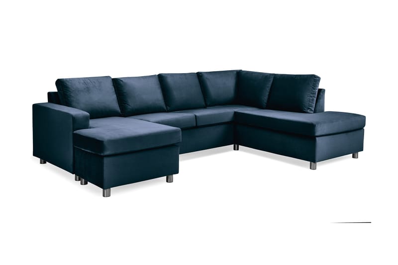 Crazy 4-sits Högervänd U-formad Large Soffa med Divan och Schäslong i Sammet - Blå - Products - Möbler - Soffa - U-soffa