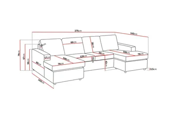 Crazy 4-sits U-formad Soffa med dubbeldivan i Tyg - Antracit - Products - Möbler - Soffa - U-soffa