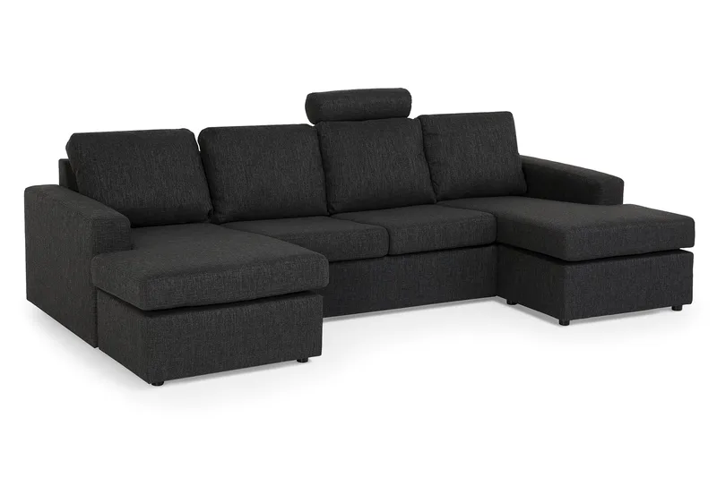 Crazy 4-sits U-formad Soffa med dubbeldivan i Tyg - Antracit - Products - Möbler - Soffa - U-soffa