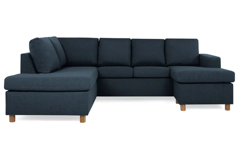 Crazy 4-sits Vänstervänd U-formad Large Soffa med Divan och Schäslong i Tyg, Blå