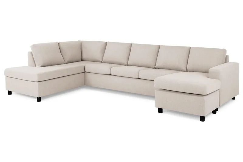 Crazy 5-sits Vänstervänd U-formad X-Large Soffa med Divan och Schäslong i Tyg - Beige - Products - Möbler - Soffa - U-soffa