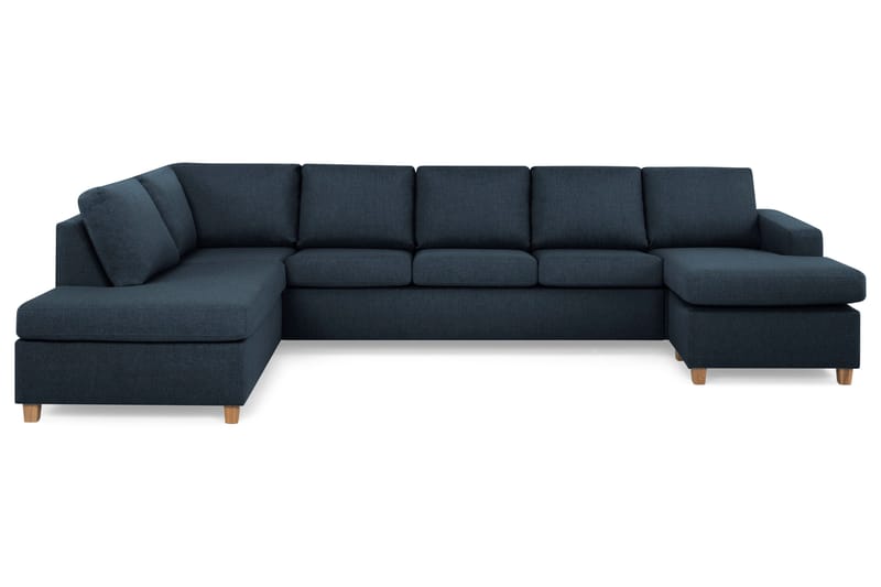 Crazy 5-sits Vänstervänd U-formad X-Large Soffa med Divan och Schäslong i Tyg, Blå