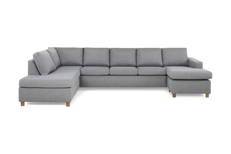 Crazy 5-sits Vänstervänd U-formad X-Large Soffa med Divan och Schäslong i Tyg, Grå