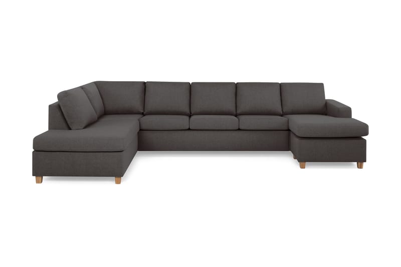 Crazy 5-sits Vänstervänd U-formad X-Large Soffa med Divan och Schäslong i Tyg, Mörkgrå