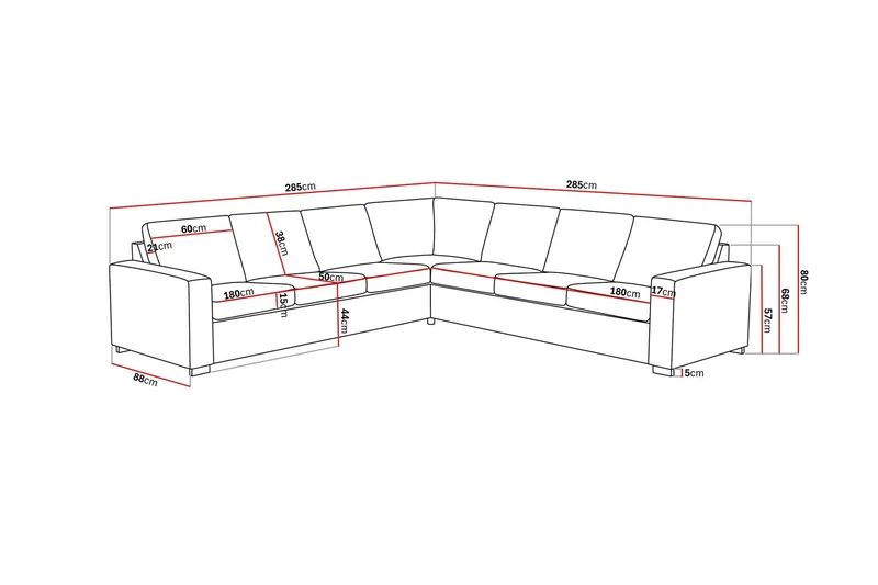 Crazy 6-sits Vändbar L-formad X-Large Hörnsoffa i Konstläder - Svart - Products - Möbler - Soffa - Hörnsoffa