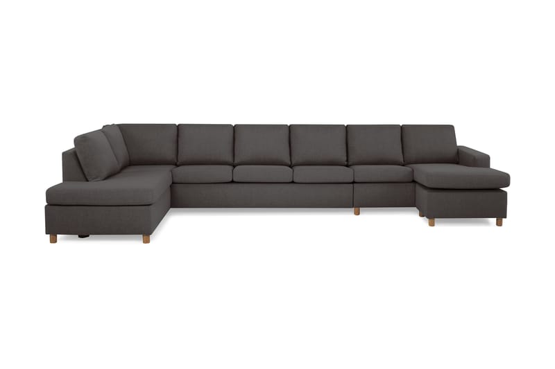 Crazy 6-sits Vänstervänd U-formad XX-Large Soffa med Divan och Schäslong i Tyg, Mörkgrå