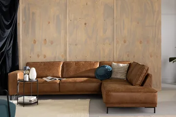 Akron 2,5-sits Soffa med Schäslong Höger läder - Brun - Products - Möbler - Soffa - Divansoffa & schäslongsoffa - 2 sits soffa med divan