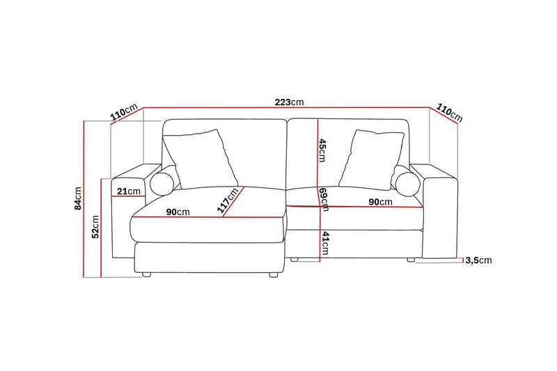Arken Lyx 3-sits Vändbar L-formad Djup Divansoffa i Sammet - Svart - Products - Möbler - Soffa - Divansoffa & schäslongsoffa - 3 sits soffa med divan