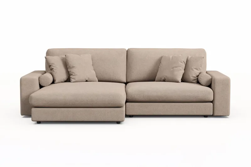 Arken Lyx 4-sits Vändbar L-formad Djup Divansoffa i Tyg, Beige