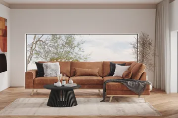 Copenhagen 4-sits Högervänd L-formad Schäslongsoffa i Konstläder - Brun - Products - Möbler - Soffa - Divansoffa & schäslongsoffa - 4 sits soffa med divan