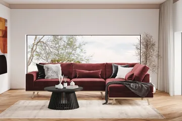 Copenhagen 4-sits Högervänd L-formad Schäslongsoffa i Sammet - Lila - Products - Möbler - Soffa - Divansoffa & schäslongsoffa - 4 sits soffa med divan