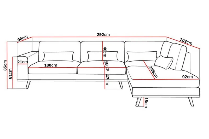 Copenhagen 4-sits Högervänd L-formad Schäslongsoffa i Sammet - Lila - Products - Möbler - Soffa - Divansoffa & schäslongsoffa - 4 sits soffa med divan