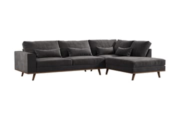 Copenhagen 4-sits Högervänd L-formad Schäslongsoffa i Sammet - Mörkgrå - Products - Möbler - Soffa - Divansoffa & schäslongsoffa - 4 sits soffa med divan