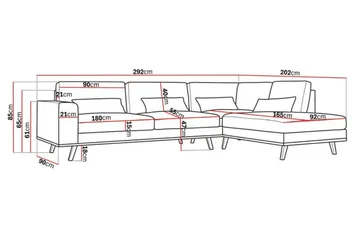 Copenhagen 4-sits Högervänd L-formad Schäslongsoffa i Sammet - Mörkgrå - Products - Möbler - Soffa - Divansoffa & schäslongsoffa - 4 sits soffa med divan
