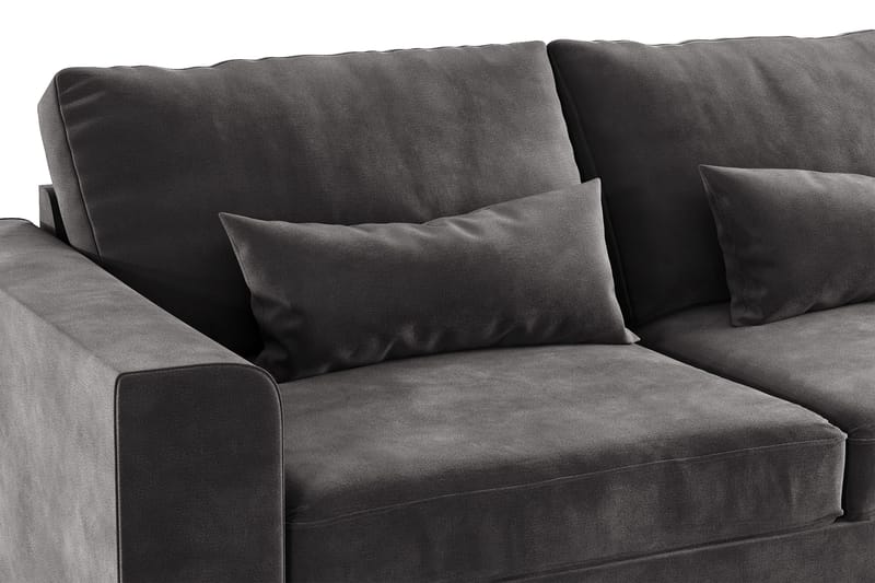 Copenhagen 4-sits Högervänd L-formad Schäslongsoffa i Sammet - Mörkgrå - Products - Möbler - Soffa - Divansoffa & schäslongsoffa - 4 sits soffa med divan