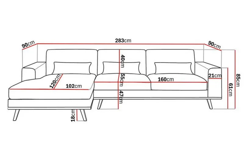 Copenhagen 4-sits Vänstervänd L-formad Divansoffa i Manchester - Ljusgrå - Products - Möbler - Soffa - Divansoffa & schäslongsoffa - 4 sits soffa med divan