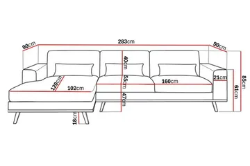 Copenhagen 4-sits Vänstervänd L-formad Divansoffa i Tyg - Ljusgrå - Products - Möbler - Soffa - Divansoffa & schäslongsoffa - 4 sits soffa med divan