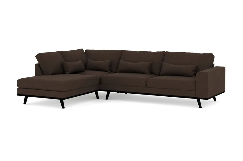 Copenhagen 4-sits Vänstervänd L-formad Schäslongsoffa i Tyg - Brun - Products - Möbler - Soffa - Divansoffa & schäslongsoffa - 4 sits soffa med divan