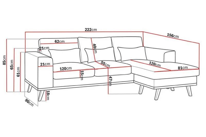 Copenhagen Compact 3-sits Vändbar L-formad Divansoffa i Tyg - Ljusgrå - Products - Möbler - Soffa - Divansoffa & schäslongsoffa - 3 sits soffa med divan