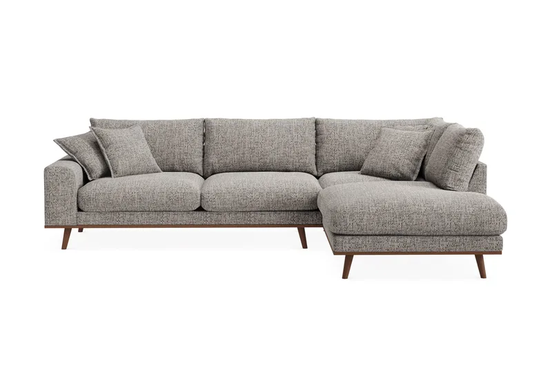 Copenhagen Premium 4-sits Högervänd L-formad Djup Schäslongsoffa i Chenille, Grå