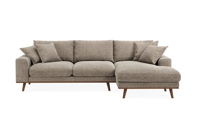 Copenhagen Premium 4-sits Högervänd L-formad Djup Divansoffa i Chenille, Brun