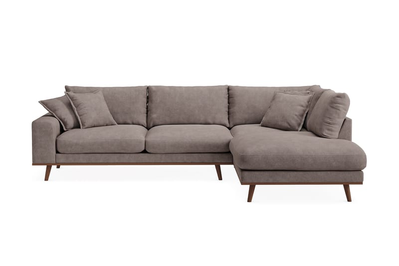 Copenhagen Premium 4-sits Högervänd L-formad Djup Schäslongsoffa i Tyg, Brun
