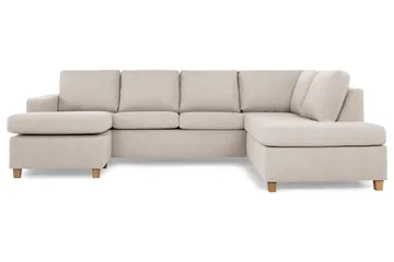 Crazy 4-sits Högervänd U-formad Large Soffa med Divan och Schäslong i Tyg, Beige