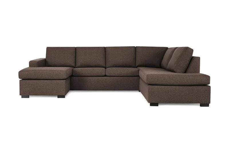 Crazy 4-sits Högervänd U-formad Large Soffa med Divan och Schäslong i Tyg, Brun