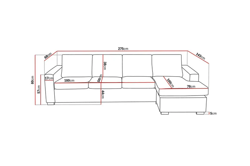 Crazy 4-sits Vändbar L-formad Divansoffa i Konstläder - Svart - Products - Möbler - Soffa - Divansoffa & schäslongsoffa - 4 sits soffa med divan