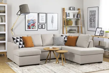 Crazy 4-sits Vänstervänd U-formad Large Soffa med Divan och Schäslong i Tyg - Beige - Products - Möbler - Soffa - Divansoffa & schäslongsoffa - 4 sits soffa med divan